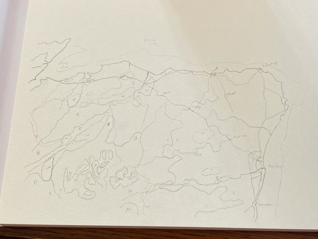 Pencil sketch for the Gordon Holdings map