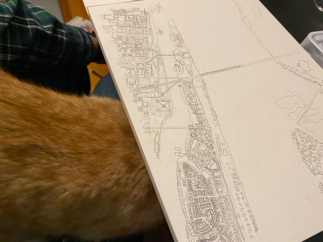 Sketchwork of the Memphis map.