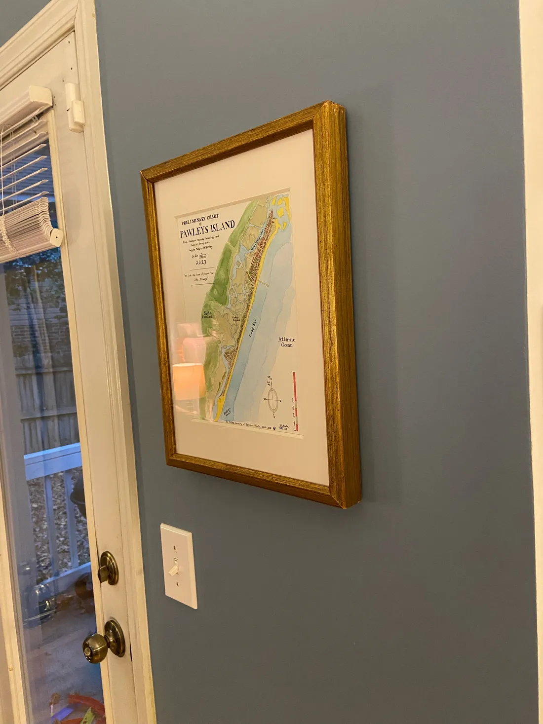 Framed Pawleys Island watercolor map
